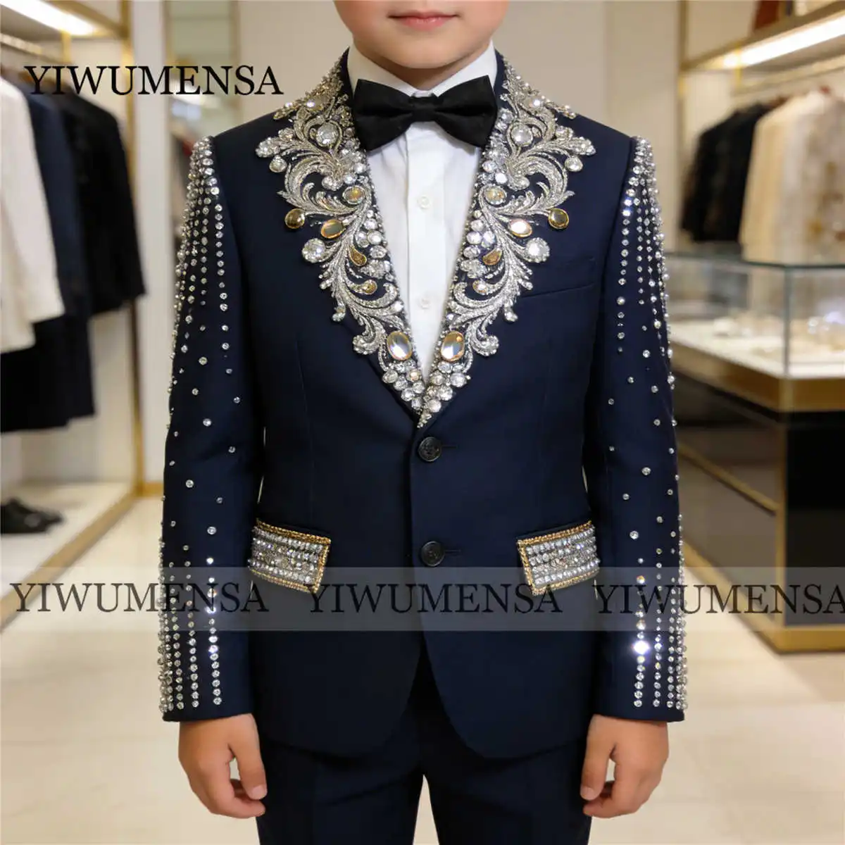 Exclusive Diamond Beaded Boy Suit For Wedding 2 Piece Sets Single Breasted Jacket Pants Children Formal Party Tuxedos Attire
Exclusive Diamond Beaded Boy Suit For Wedding 2 Piece Sets Single Breasted Jacket Pants Children Formal Party Tuxedos Attire