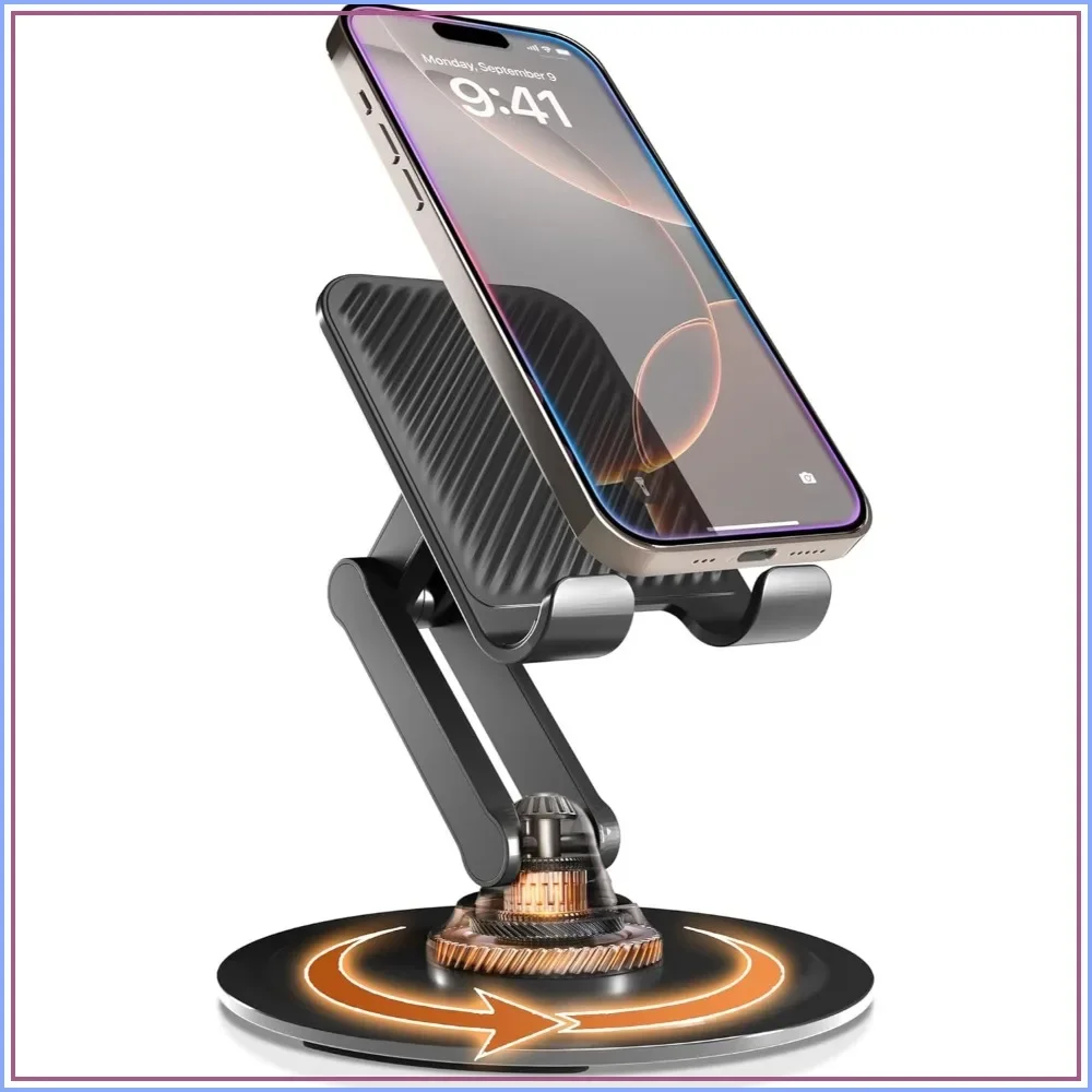 360° Rotating Cell Phone Stand for Desk, Foldable Metal Holder Compatible with iPhone Android, Black
360° Rotating Cell Phone Stand for Desk, Foldable Metal Holder Compatible with iPhone Android, Black