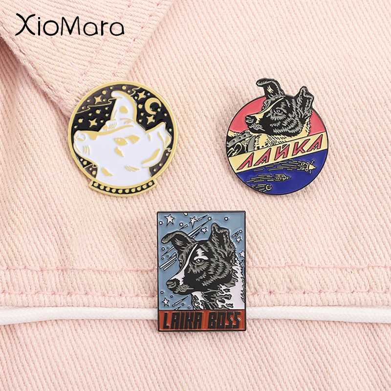 USSR CCCP Space Dogs Laika Enamel Pins First Space Dog Souvenir Brooches Lapel Backpack Badge Jewelry Gifts for Friends 
USSR CCCP Space Dogs Laika Enamel Pins First Space Dog Souvenir Brooches Lapel Backpack Badge Jewelry Gifts for Friends