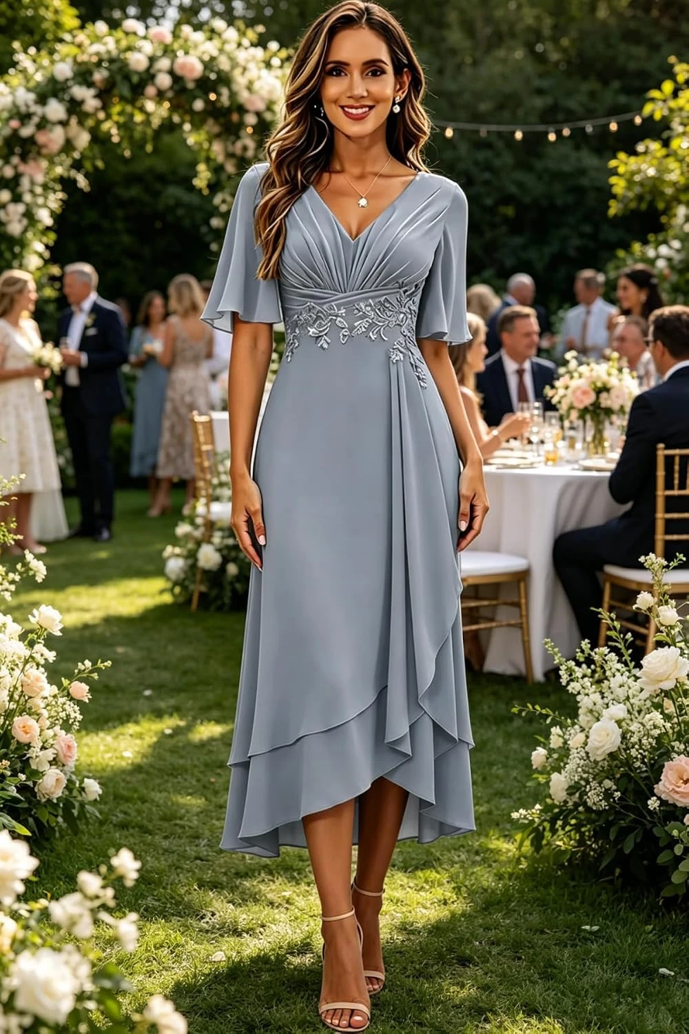 Lace Applique Mother of The Bride Dresses for Women 2026 Tea Length Formal Wedding Guest Dress with Sleeve Evening Gown Custom
Lace Applique Mother of The Bride Dresses for Women 2026 Tea Length Formal Wedding Guest Dress with Sleeve Evening Gown Custom