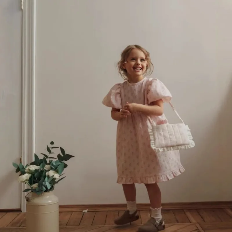 Rural Style Flower Girl Casual Cute Short Sleeved Round Neck Ruffled Skirt High Waisted Princess 3-8 Years Old Beige Cotton
Rural Style Flower Girl Casual Cute Short Sleeved Round Neck Ruffled Skirt High Waisted Princess 3-8 Years Old Beige Cotton