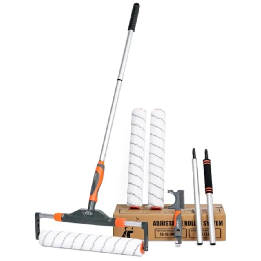10pcs 12"-18" Adjustable Large Paint Roller Kit: 1-5Ft Aluminum Extension Poles Brush and Roller Cleaner Ergonomic Handle 18" N
10pcs 12"-18" Adjustable Large Paint Roller Kit: 1-5Ft Aluminum Extension Poles Brush and Roller Cleaner Ergonomic Handle 18" N