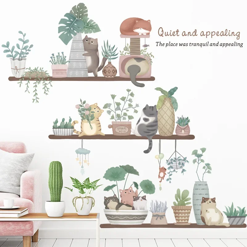 Removable wall stickers cat flower pots plant leaves warm Xiaoqing self-adhesive wall stickers bedroom, wind room
Removable wall stickers cat flower pots plant leaves warm Xiaoqing self-adhesive wall stickers bedroom, wind room
