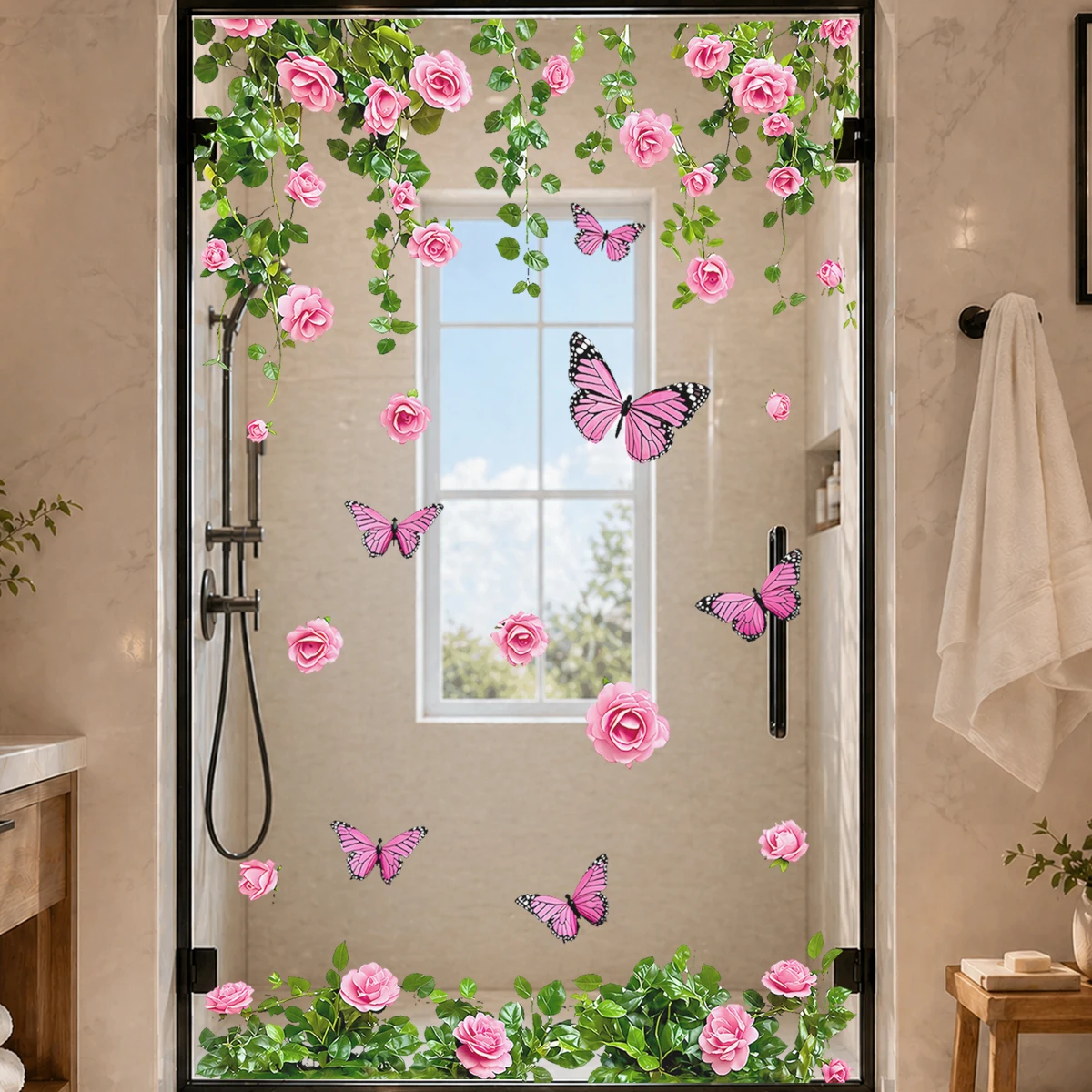 Spring Rose Butterfly Window Sticker, Reusable, Suitable for Home Decoration of Windows, Doors, and Shower Rooms
Spring Rose Butterfly Window Sticker, Reusable, Suitable for Home Decoration of Windows, Doors, and Shower Rooms