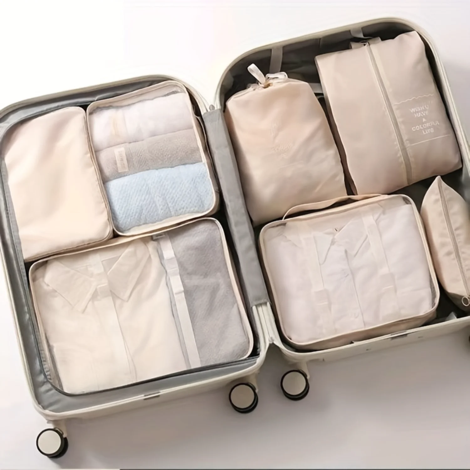 Effortless Travel & Organization 7-Piece Waterproof Packing Cube Set for Clothes, Shoes, Makeup - Spacious & Minimalist
Effortless Travel & Organization 7-Piece Waterproof Packing Cube Set for Clothes, Shoes, Makeup - Spacious & Minimalist