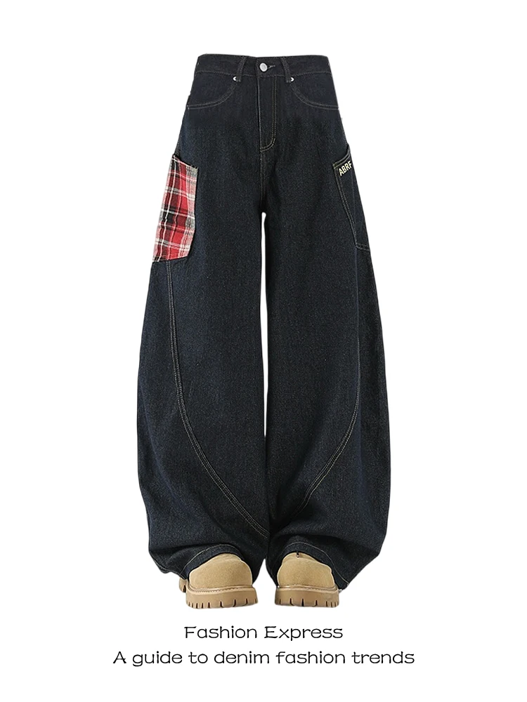 American High Street Plaid Splicing Wide Leg Jeans 2025 New Popular Floor-Length Trousers Blue Denim High Waist Regular Thick...
American High Street Plaid Splicing Wide Leg Jeans 2025 New Popular Floor-Length Trousers Blue Denim High Waist Regular Thick...