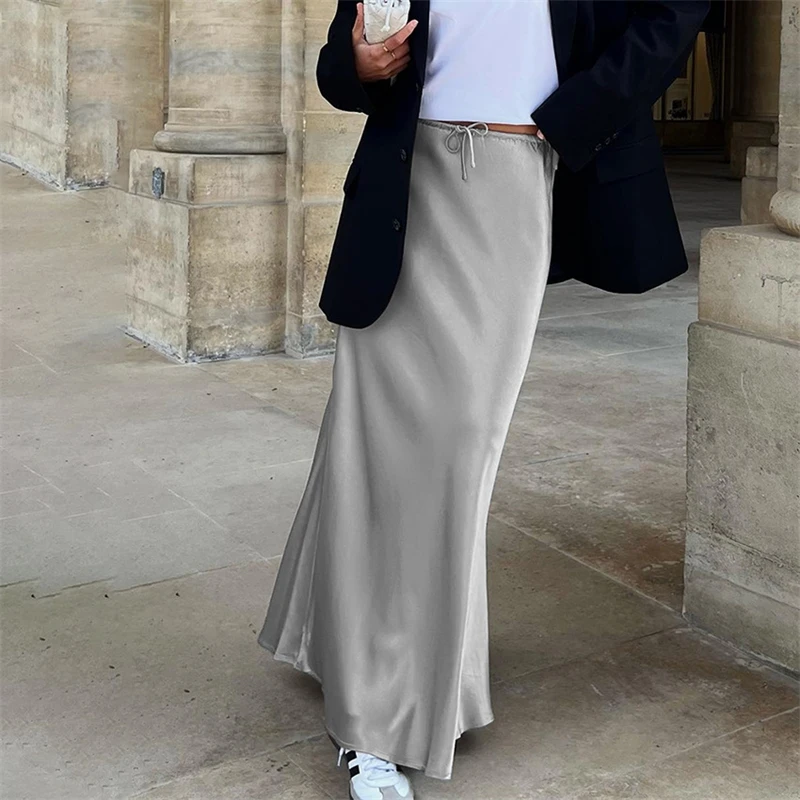 Grey High Waist Skirts For Women Fashion Temperament Elegant Black Satin Skirt Classics Versatile Slim Long Skirt Summer
Grey High Waist Skirts For Women Fashion Temperament Elegant Black Satin Skirt Classics Versatile Slim Long Skirt Summer
