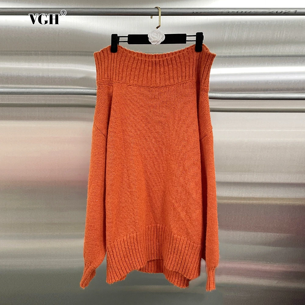 VGH Temperament Off One Shoulder Pullovers for Women Diagonal Collar Long Sleeve Loose Solid Sweater Female Autumn Fashion Style
VGH Temperament Off One Shoulder Pullovers for Women Diagonal Collar Long Sleeve Loose Solid Sweater Female Autumn Fashion Style