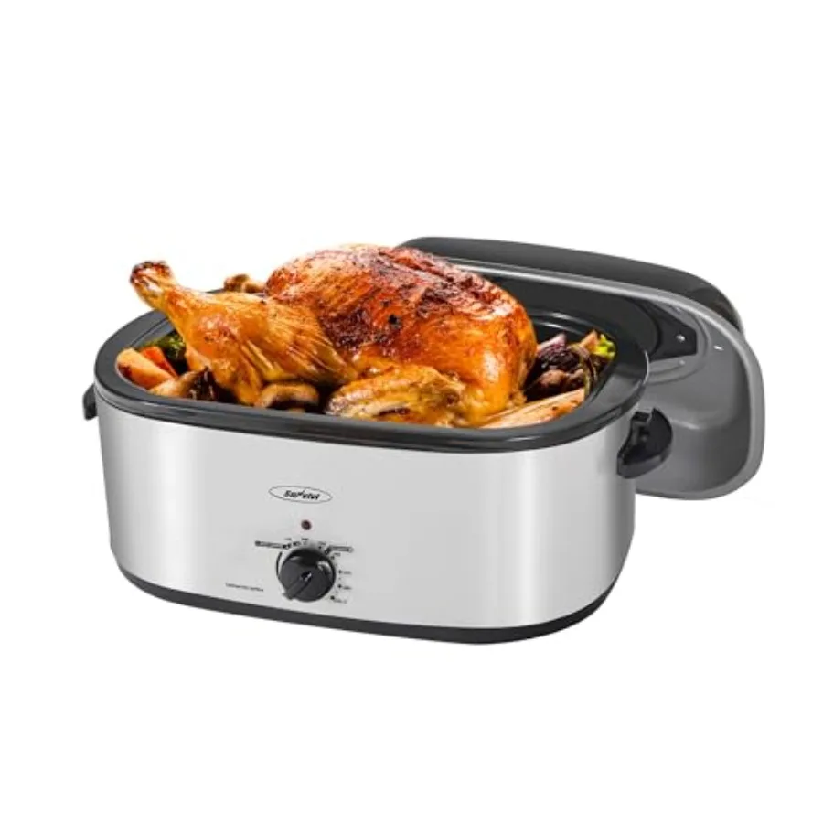 Electric roaster oven for turkey and large meals stainless steel silver 28lb capacity 24-quart viewing lid defrost/warm functio
Electric roaster oven for turkey and large meals stainless steel silver 28lb capacity 24-quart viewing lid defrost/warm functio