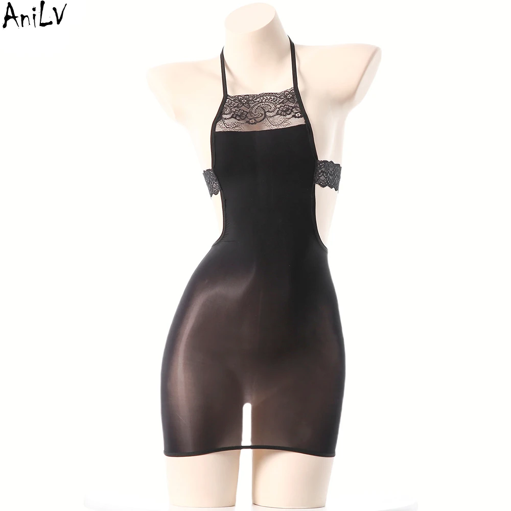 AniLV Women Oil Shiny Glossy Perspective Lace Halter Dress Sexy Lingerie Temptation Pajamas Outfits Erotic Costumes
AniLV Women Oil Shiny Glossy Perspective Lace Halter Dress Sexy Lingerie Temptation Pajamas Outfits Erotic Costumes