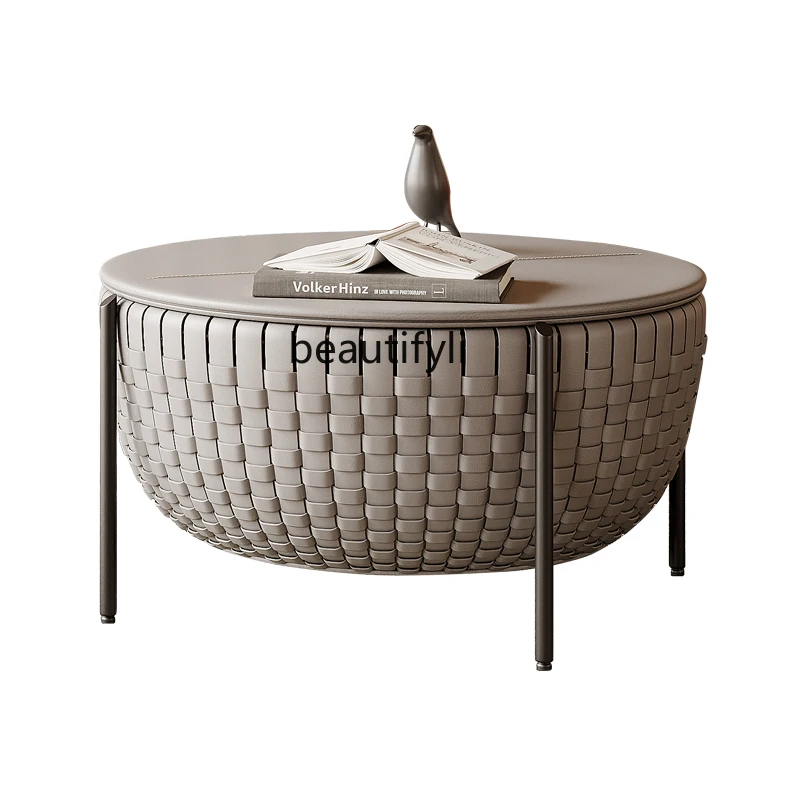 Italian Light Luxury Minimalist round Storage Tea Table Combination Italian Saddle Leather Braided Side Table furniture
Italian Light Luxury Minimalist round Storage Tea Table Combination Italian Saddle Leather Braided Side Table furniture