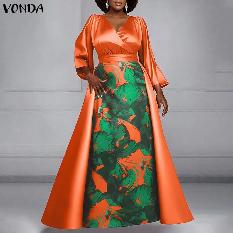 VONDA платья больших размеров женские атласные элегантные макси осенние лоскутные вечерние халаты с цветочным принтом негабаритные модные длинные платья с v-образным вырезом
VONDA платья больших размеров женские атласные элегантные макси осенние лоскутные вечерние халаты с цветочным принтом негабаритные модные длинные платья с v-образным вырезом