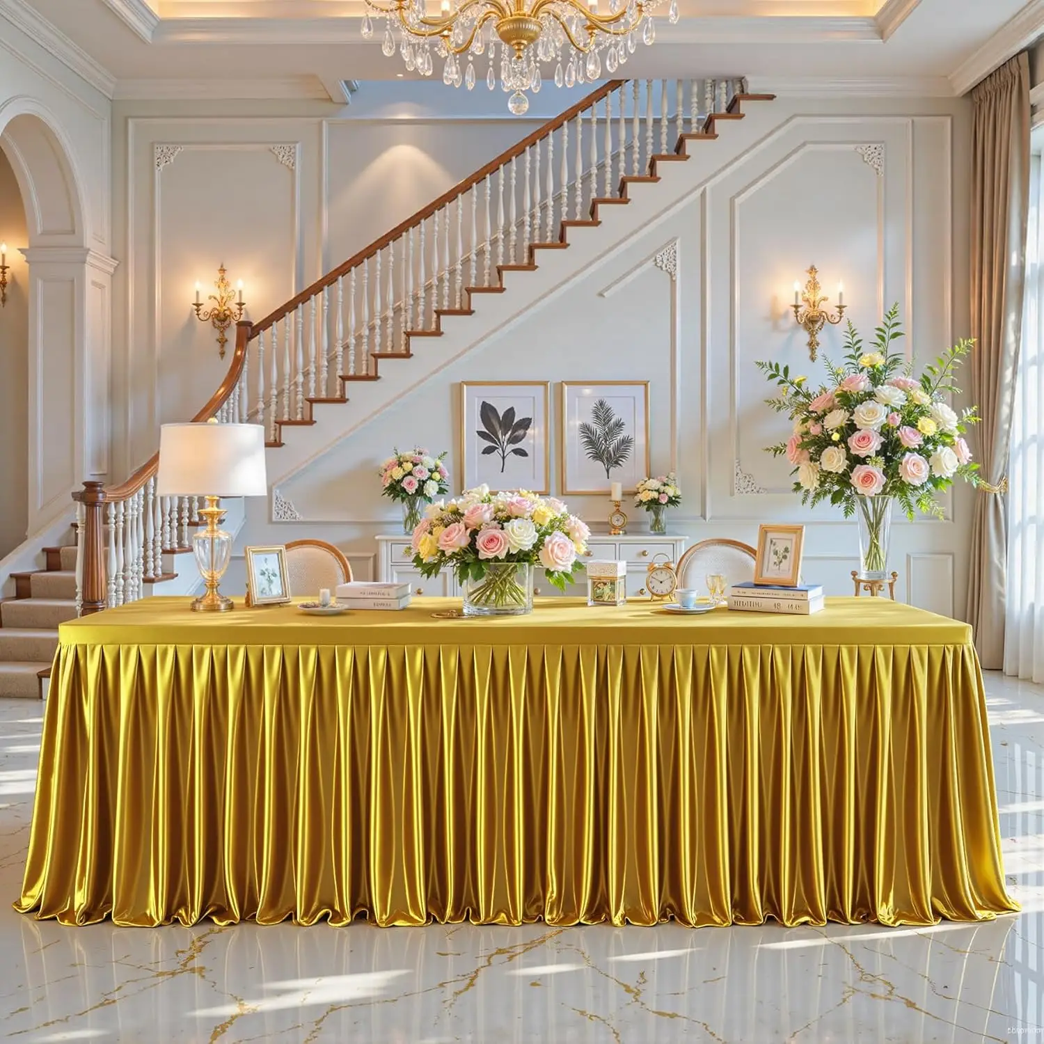 Gold Satin Tablecloths Rectangle 6FT, Glitter Spandex Fitted Stretch Table Covers Wrinkle-Free Floor Length Shimmer Tabl
Gold Satin Tablecloths Rectangle 6FT, Glitter Spandex Fitted Stretch Table Covers Wrinkle-Free Floor Length Shimmer Tabl