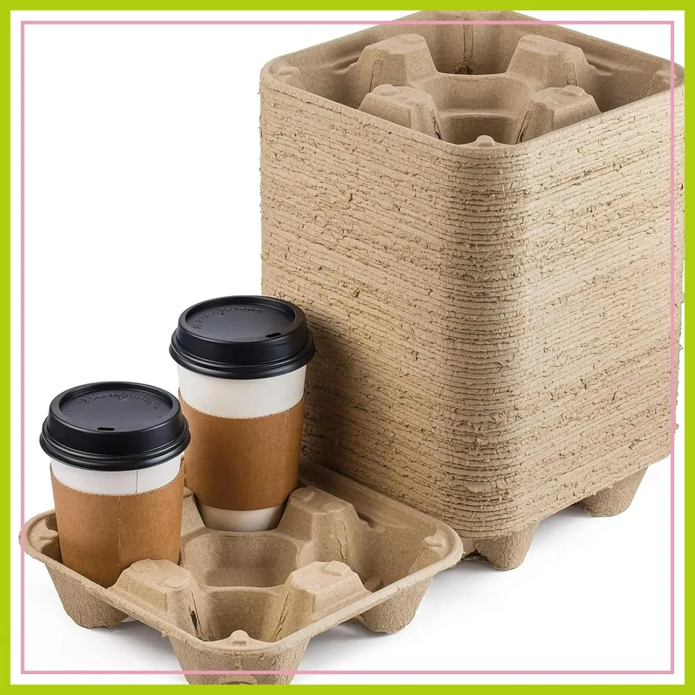 45 Pack Compostable Disposable Drink Carrier Trays, 4 Cup Holder for 8-32 oz Coffee Cups, Durable To-Go Trays for Delivery
45 Pack Compostable Disposable Drink Carrier Trays, 4 Cup Holder for 8-32 oz Coffee Cups, Durable To-Go Trays for Delivery