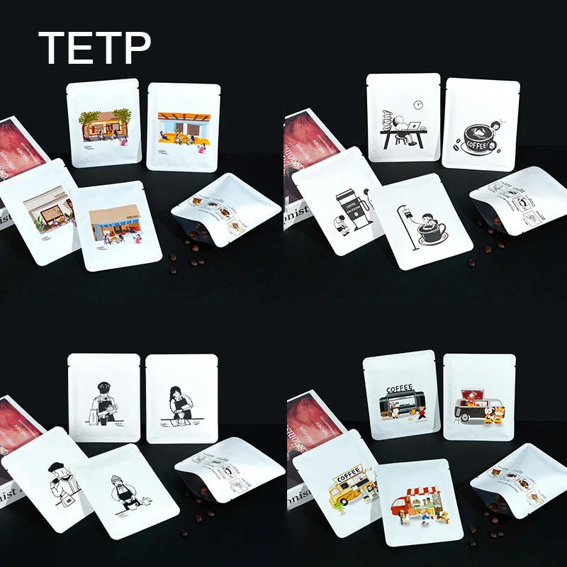 TETP 100Pcs Open Top Cartoon Aluminum Foil Drip Coffee Bags Powder Packaging Outer Protable Paper Filters For Small Business
TETP 100Pcs Open Top Cartoon Aluminum Foil Drip Coffee Bags Powder Packaging Outer Protable Paper Filters For Small Business