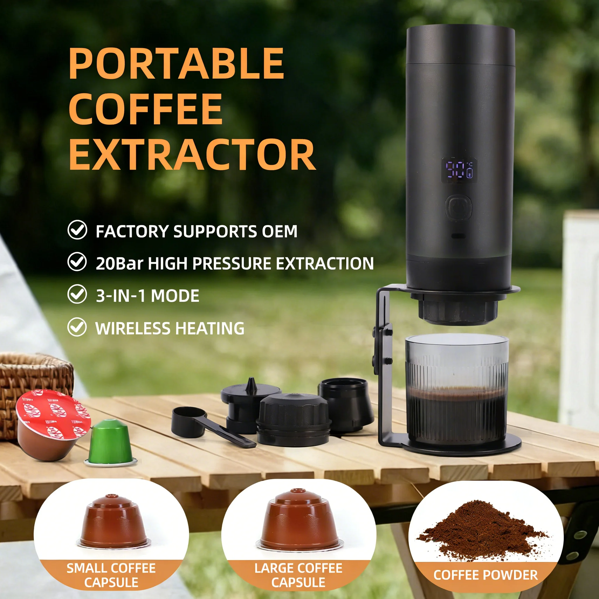 3-in-1 Portable Coffee Machine Capsule Espresso Maker for K Cup Nespresso Ground Coffee Rechargeable Travel Office Car Home Use
3-in-1 Portable Coffee Machine Capsule Espresso Maker for K Cup Nespresso Ground Coffee Rechargeable Travel Office Car Home Use