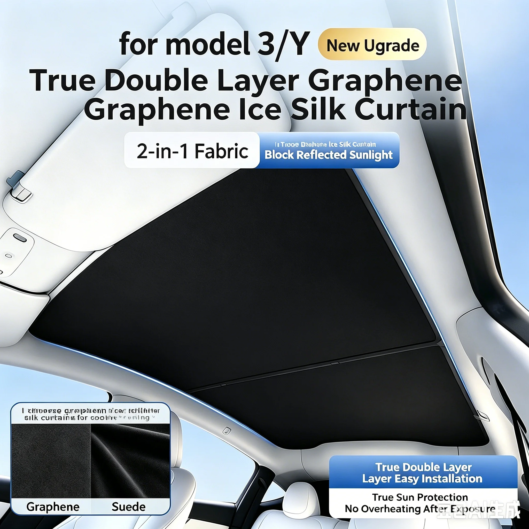 2PCS For Tesla Model 3/Y/3 Highland/Y Juniper Ice Cloth Buckle Shades for Glass Roof Front & Rear Sunroof Skylight Sunshade
2PCS For Tesla Model 3/Y/3 Highland/Y Juniper Ice Cloth Buckle Shades for Glass Roof Front & Rear Sunroof Skylight Sunshade