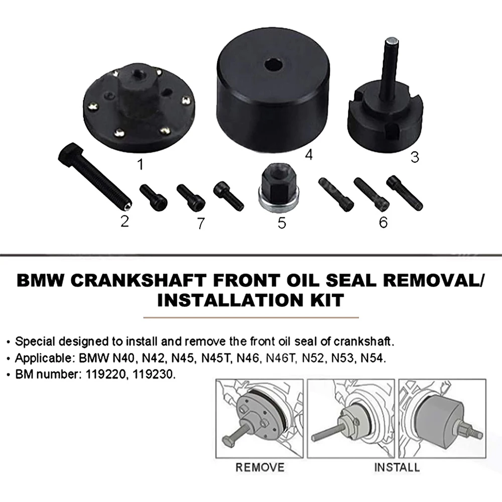 Front Crankshaft Oil Seal Removal Installer Tool For BMW N40 N42 N45 N46 N52 N53 N54 Engine
Front Crankshaft Oil Seal Removal Installer Tool For BMW N40 N42 N45 N46 N52 N53 N54 Engine
