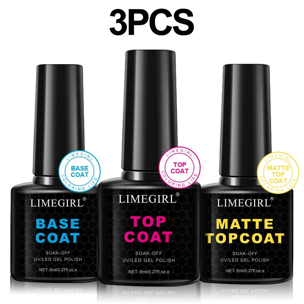 LIMEGIRL 8ML No Wipe Gel Top Coat Base Coat and Matte Top Coat Kit for Shine Finish Long Lasting Nails Art Design Manicure Gifts
LIMEGIRL 8ML No Wipe Gel Top Coat Base Coat and Matte Top Coat Kit for Shine Finish Long Lasting Nails Art Design Manicure Gifts