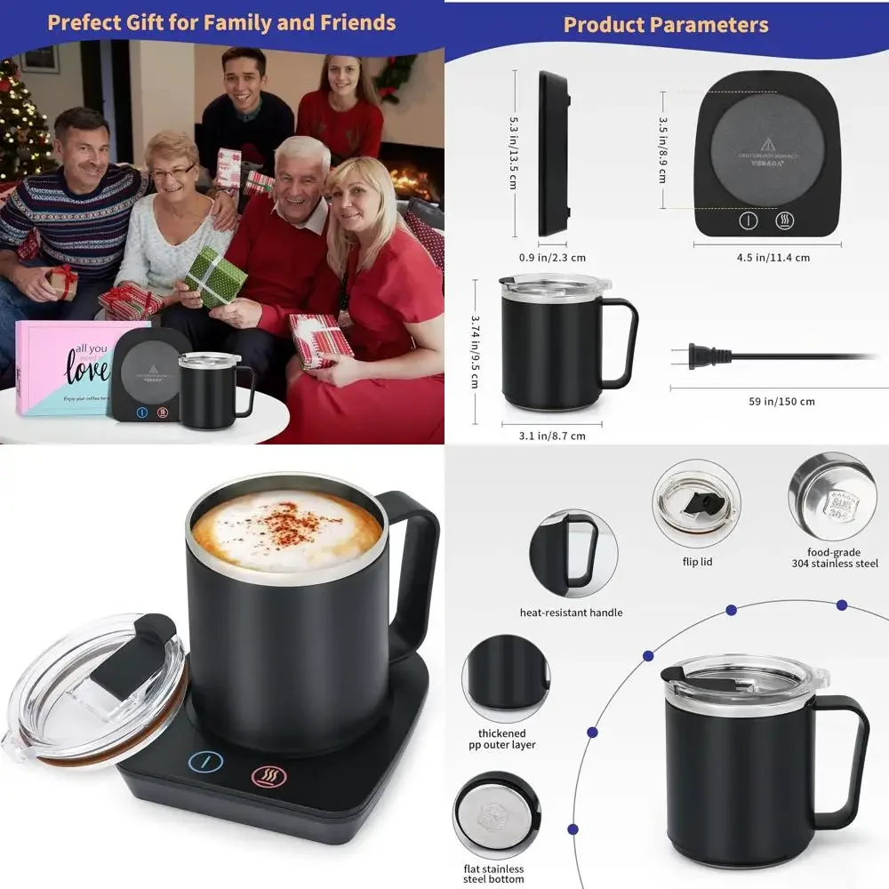 Подогреватель кофейных кружек с набором кружек на 15 унций, электрический подогреватель кофейных чашек с тремя настройками температуры для домашнего офиса, Smart Coff
Подогреватель кофейных кружек с набором кружек на 15 унций, электрический подогреватель кофейных чашек с тремя настройками температуры для домашнего офиса, Smart Coff