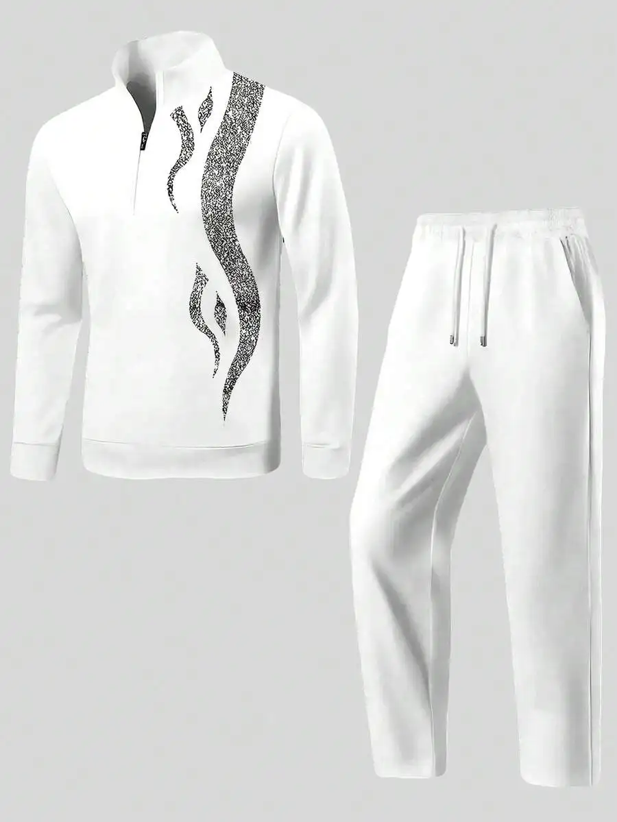 Mens Half-Zip Sweatshirt And Pants Set With Rhinestone Pattern Casual Streetwear Sportswear
Mens Half-Zip Sweatshirt And Pants Set With Rhinestone Pattern Casual Streetwear Sportswear
