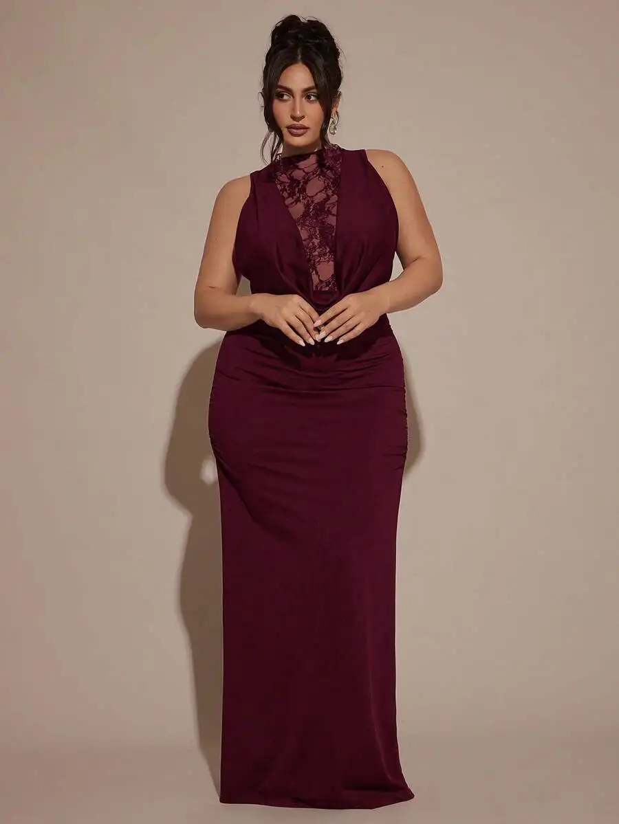 Elegant Lace Patchwork Sleeveless Bodycon Maxi Dress For Cocktail Party Formal Evening Wedding
Elegant Lace Patchwork Sleeveless Bodycon Maxi Dress For Cocktail Party Formal Evening Wedding