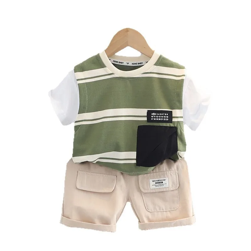 New Summer Baby Clothes Set Children Boys Short Sleeved T-Shirt Shorts 2Pcs/Sets Toddler Casual Striped Clothing Kids Tracksuits
New Summer Baby Clothes Set Children Boys Short Sleeved T-Shirt Shorts 2Pcs/Sets Toddler Casual Striped Clothing Kids Tracksuits