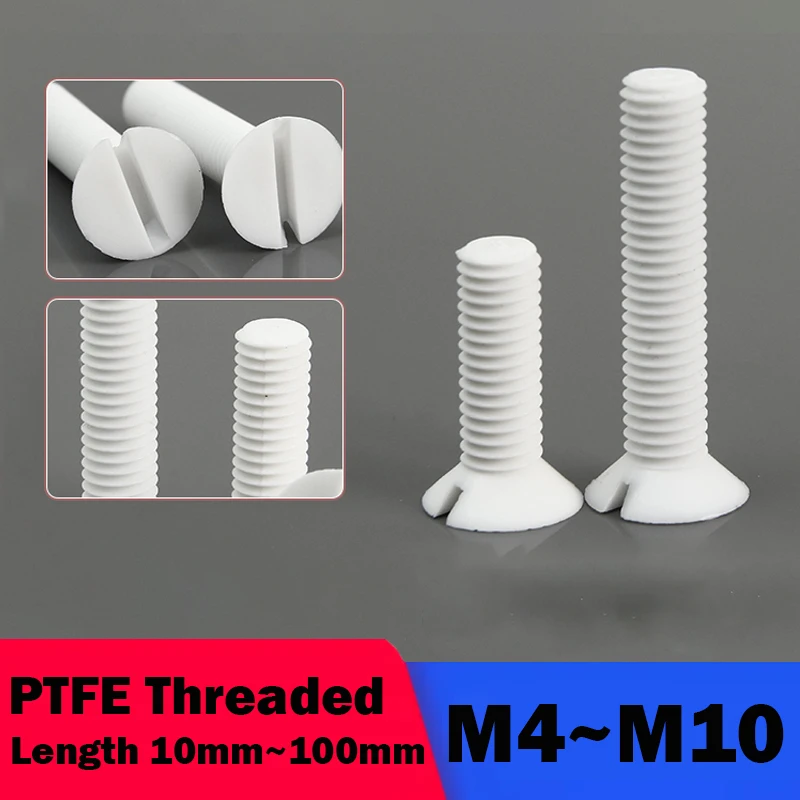 M4 M5 M6 M8 M10 PTFE Белый метрический резьбовой винт с потайной головкой и прорезями, изолированный болт, длина 10 мм ~ 100 мм
M4 M5 M6 M8 M10 PTFE Белый метрический резьбовой винт с потайной головкой и прорезями, изолированный болт, длина 10 мм ~ 100 мм