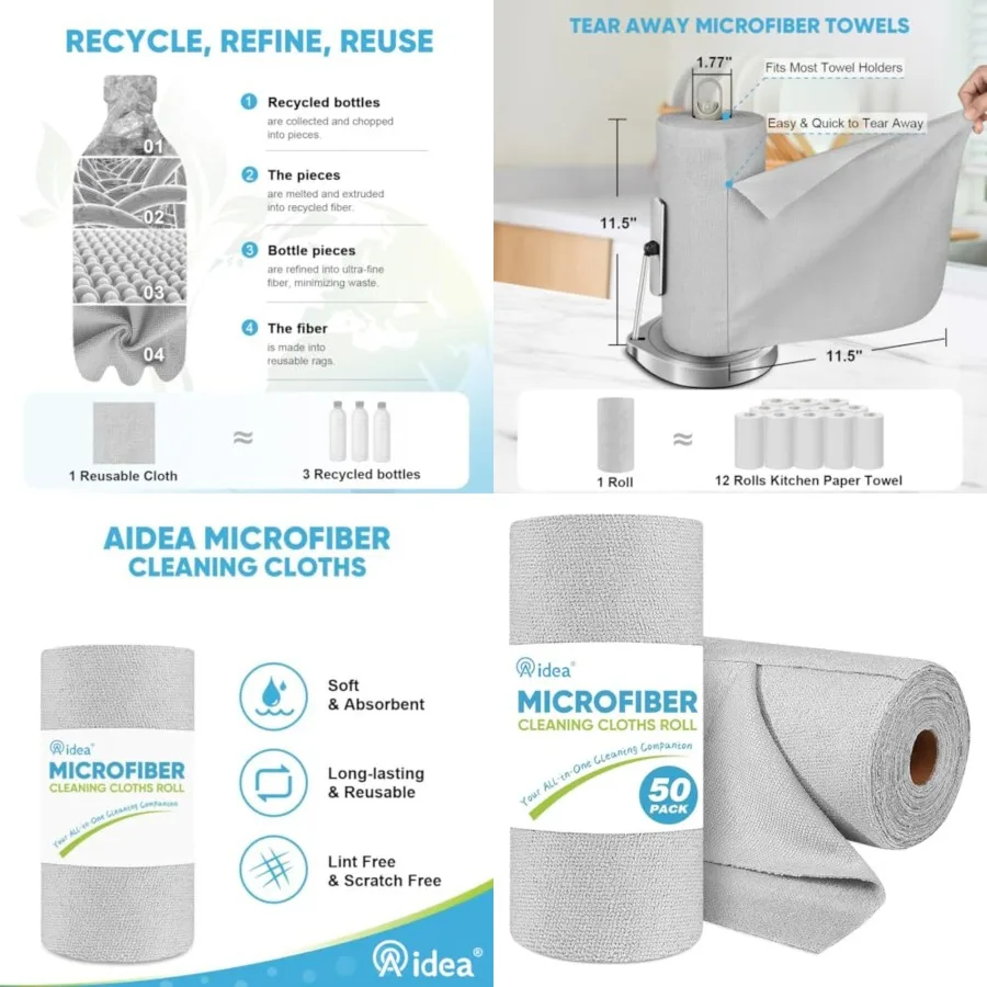 Microfiber Cleaning Cloth Roll, PK, Paper Towels Reusable Tear Away Towels, Washable Shop Rags, Microfiber Towels for Cars, Lin
Microfiber Cleaning Cloth Roll, PK, Paper Towels Reusable Tear Away Towels, Washable Shop Rags, Microfiber Towels for Cars, Lin