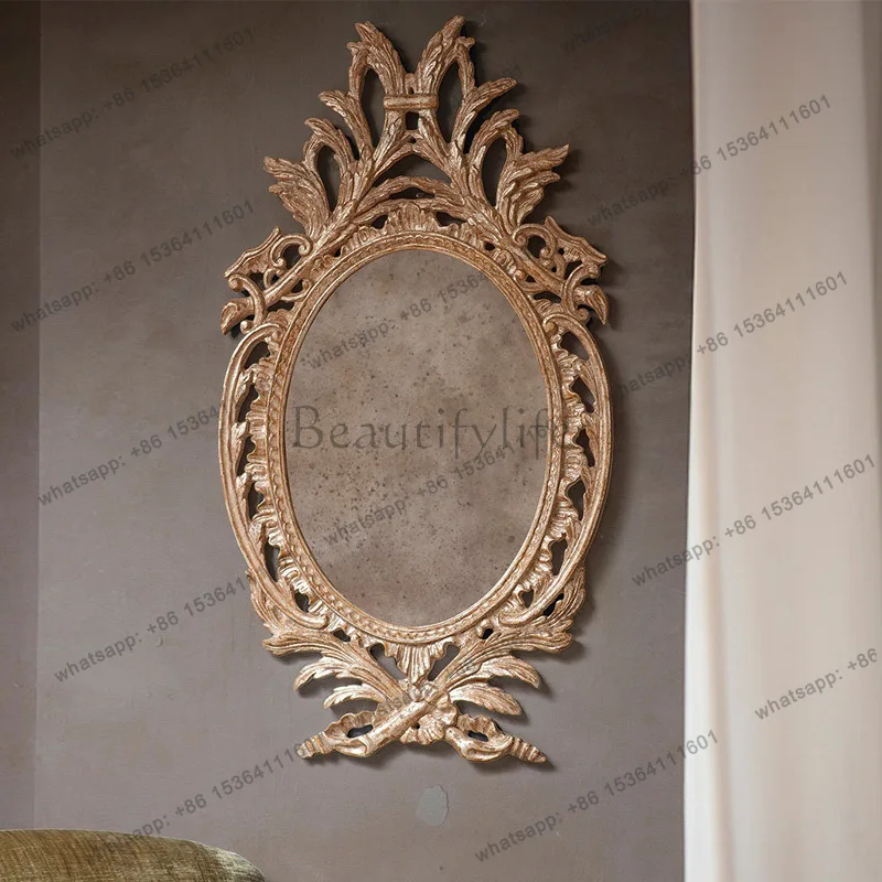 French retro carved cosmetic mirror European light luxury bathroom mirror home decoration
French retro carved cosmetic mirror European light luxury bathroom mirror home decoration