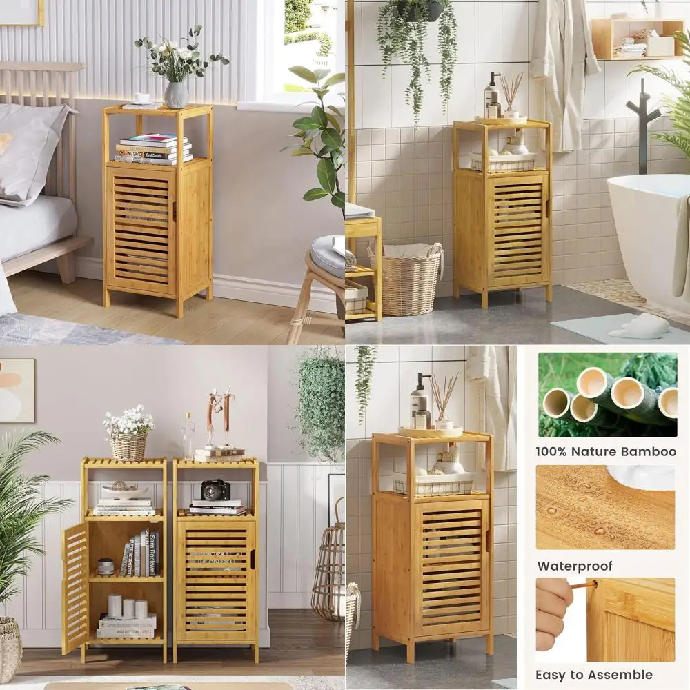 Отдельно стоящий однодверный бамбуковый шкаф для хранения вещей для ванной и кухни, универсальный приставной столик для гостиных
Отдельно стоящий однодверный бамбуковый шкаф для хранения вещей для ванной и кухни, универсальный приставной столик для гостиных