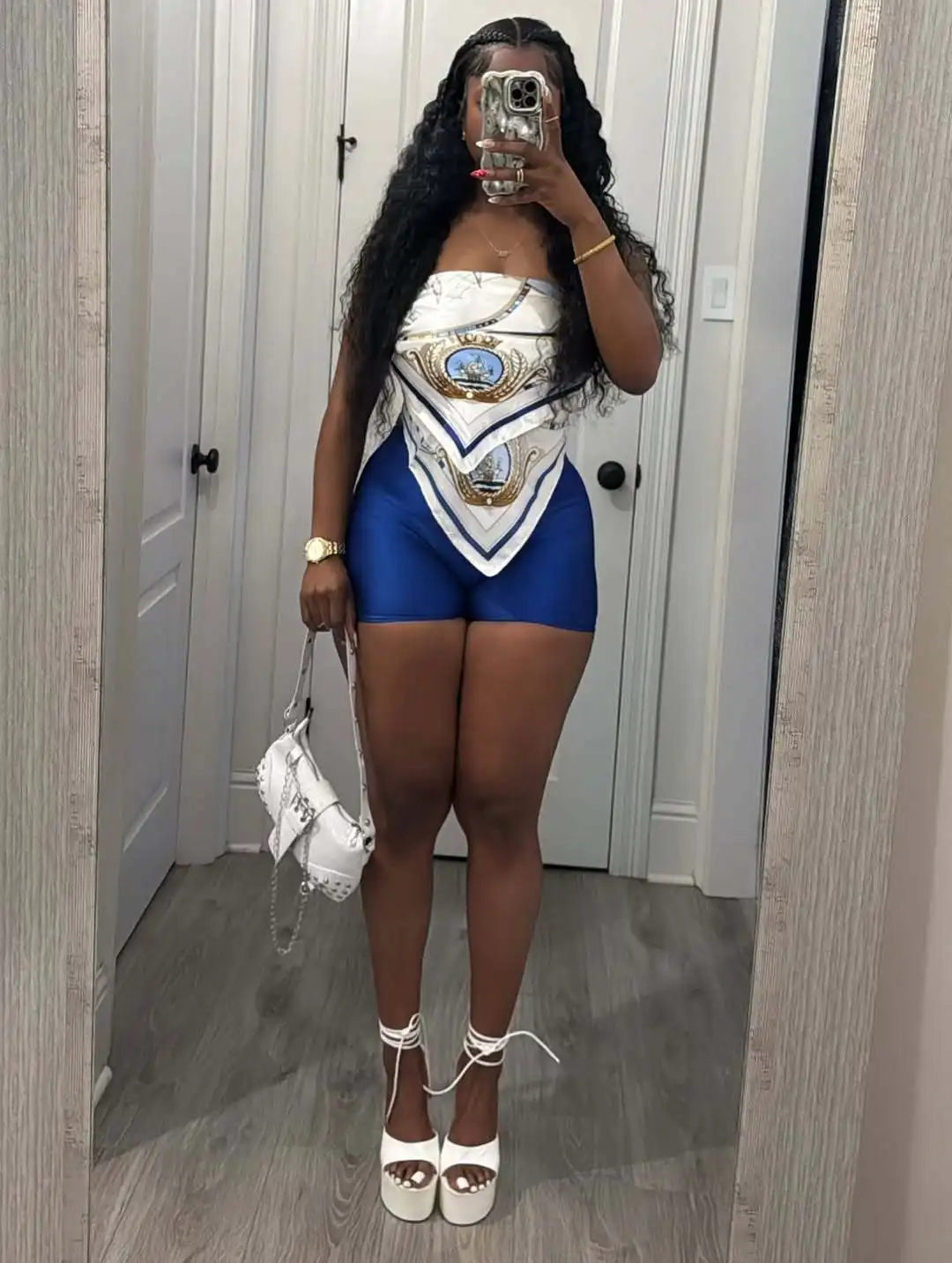 Macheda Street Fashion 2 Piece Set Women Colorful Print Irregular Strapless Tops+Skinny Peach Hip Hip Shorts Hottie Sexy Suits
Macheda Street Fashion 2 Piece Set Women Colorful Print Irregular Strapless Tops+Skinny Peach Hip Hip Shorts Hottie Sexy Suits