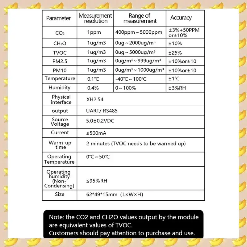 CO2 Formaldehyde Temperature And Humidity TVOC PM2.5 Detection Air Quality Sensor RS485 Output M702B Easy To Use (UART)
CO2 Formaldehyde Temperature And Humidity TVOC PM2.5 Detection Air Quality Sensor RS485 Output M702B Easy To Use (UART)