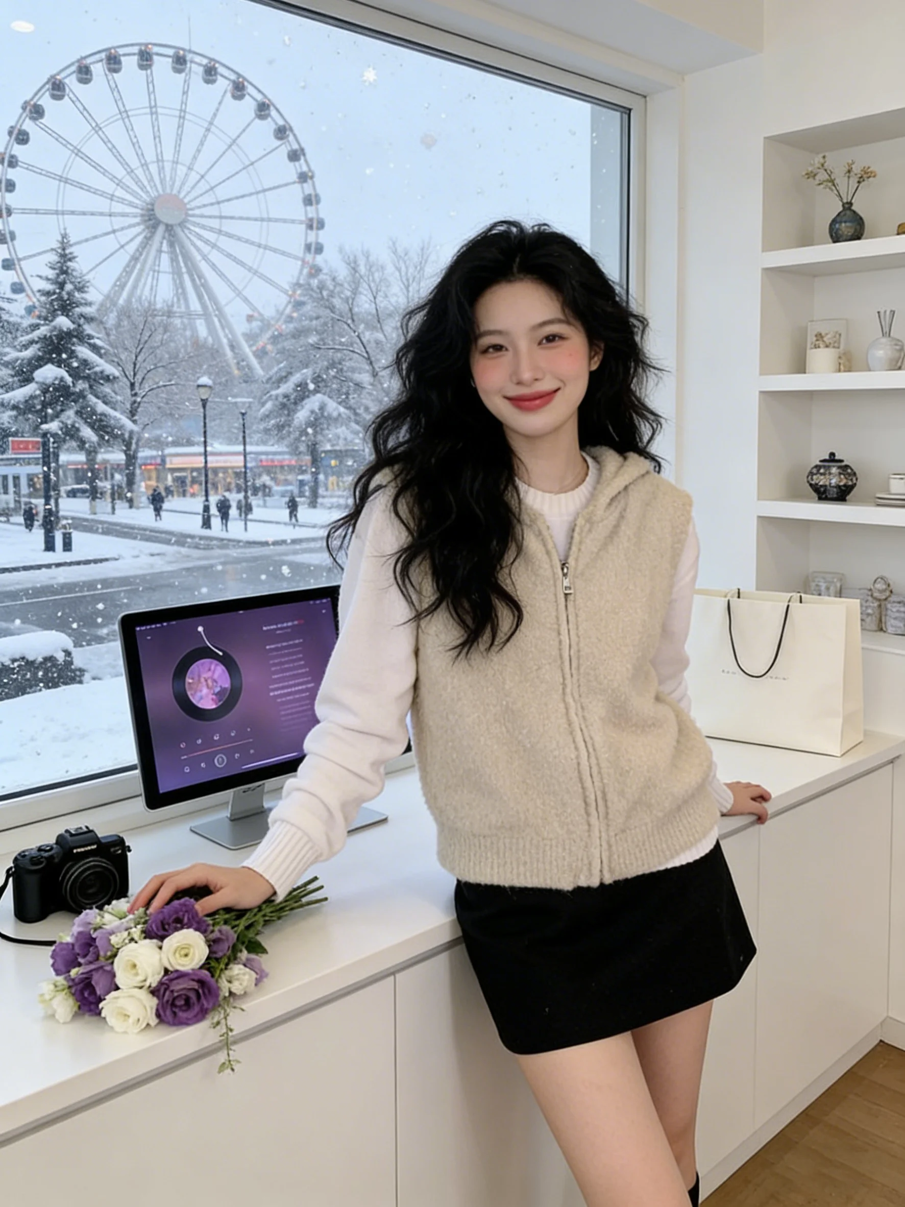 Korean Style Lamb Fur Hooded Vest And Knitted Sweater Two-Piece Set Women's Spring Autumn Elegant Layering Fashion
Korean Style Lamb Fur Hooded Vest And Knitted Sweater Two-Piece Set Women's Spring Autumn Elegant Layering Fashion