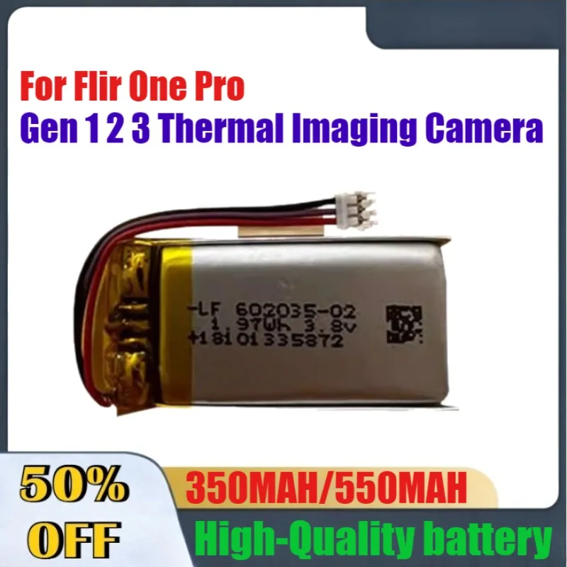 High-Quality 350mAh 550mAh Lithium polymer Battery for Flir One Pro Gen 1 2 3 Thermal Imaging Camera Fast Shipping
High-Quality 350mAh 550mAh Lithium polymer Battery for Flir One Pro Gen 1 2 3 Thermal Imaging Camera Fast Shipping