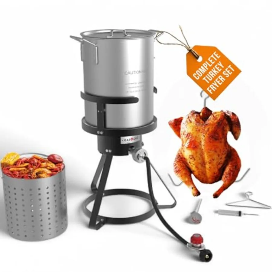 GasOne 30QT Turkey Fryer Set and Seafood Boil with Propane Gas Burner Perforated Basket Perfect Outdoor Cooker for Crawfish Cra
GasOne 30QT Turkey Fryer Set and Seafood Boil with Propane Gas Burner Perforated Basket Perfect Outdoor Cooker for Crawfish Cra