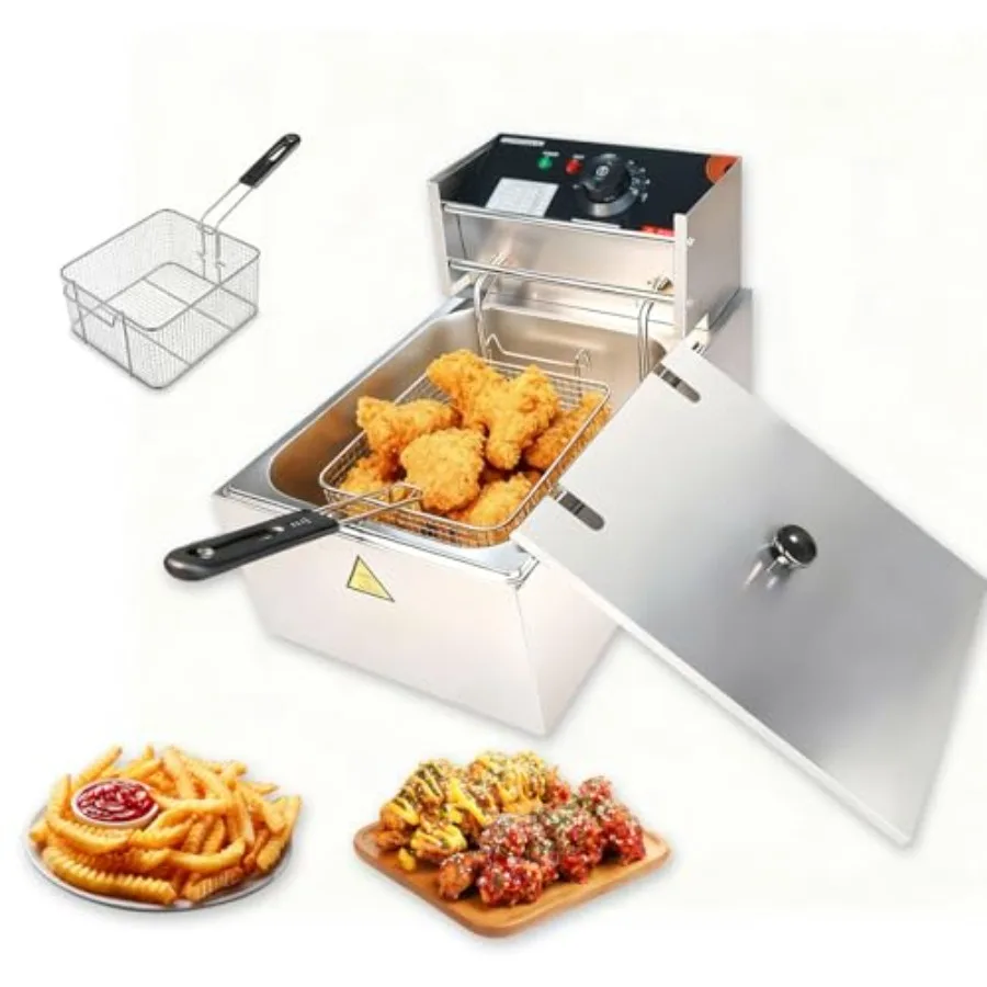 Commercial Electric Deep Fryer 9.1Qt/8.6L Stainless Steel Fryer with Basket 1500W Rapid Heating Timer Drain ETL Certified for R
Commercial Electric Deep Fryer 9.1Qt/8.6L Stainless Steel Fryer with Basket 1500W Rapid Heating Timer Drain ETL Certified for R