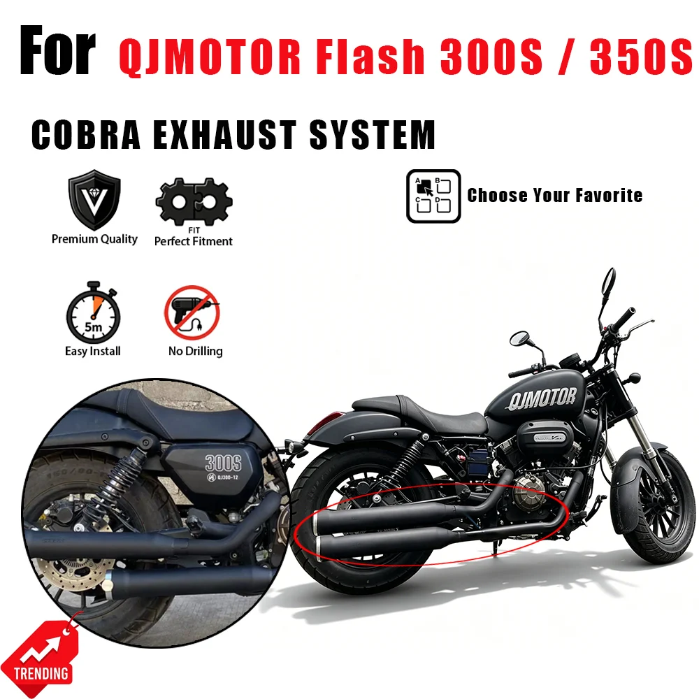For QJMOTOR SRV300 SRV350 Flash 300S 350S Retro Cobra Exhaust Pipe Muffler Full System with Removable DB Killer Noise Reducer
For QJMOTOR SRV300 SRV350 Flash 300S 350S Retro Cobra Exhaust Pipe Muffler Full System with Removable DB Killer Noise Reducer