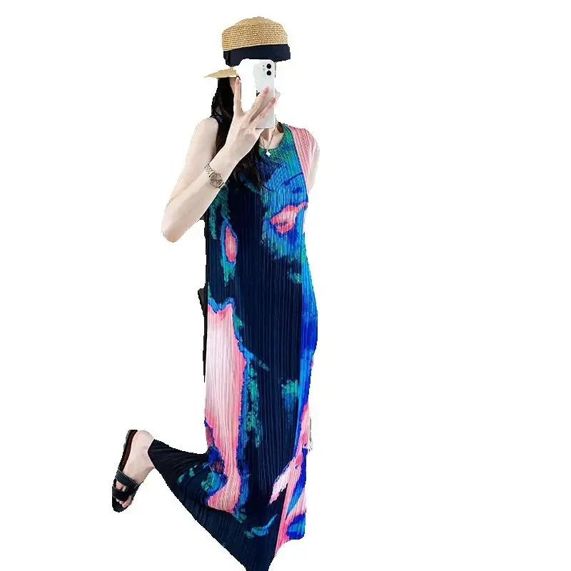 Evening Dresses Womens Dresses Summer Sleeveless Round Neck Pleated Vest Dress Fashion Loose Graffiti ink Printing Long Skirt
Evening Dresses Womens Dresses Summer Sleeveless Round Neck Pleated Vest Dress Fashion Loose Graffiti ink Printing Long Skirt