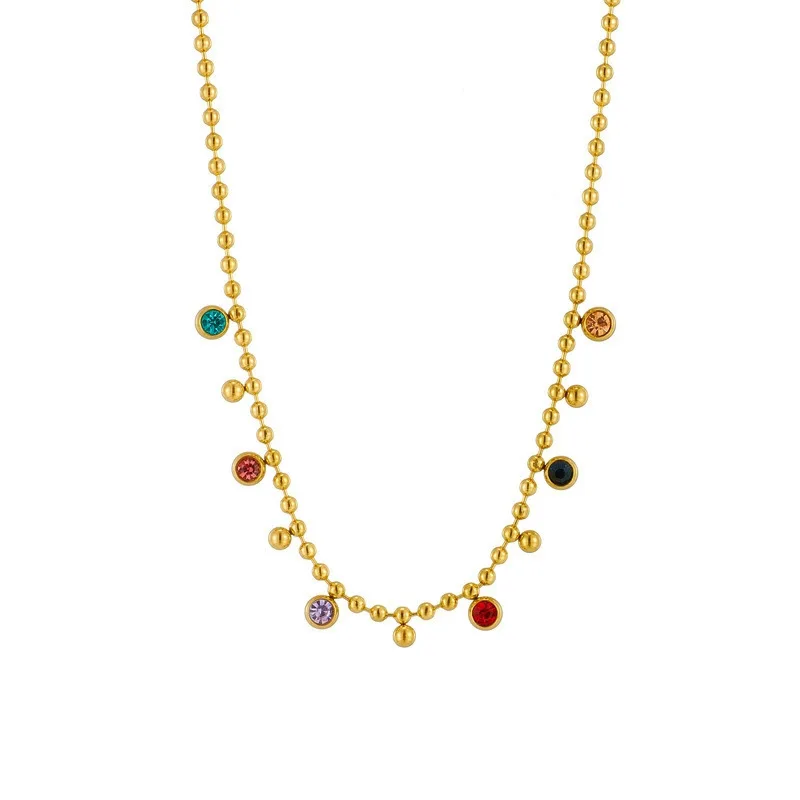 Cute Small Tiny Multicolor Zirconia Round Pendant Female Gold Color Stainless Steel Bead Chain Necklace for Woman Trendy Jewelry
Cute Small Tiny Multicolor Zirconia Round Pendant Female Gold Color Stainless Steel Bead Chain Necklace for Woman Trendy Jewelry