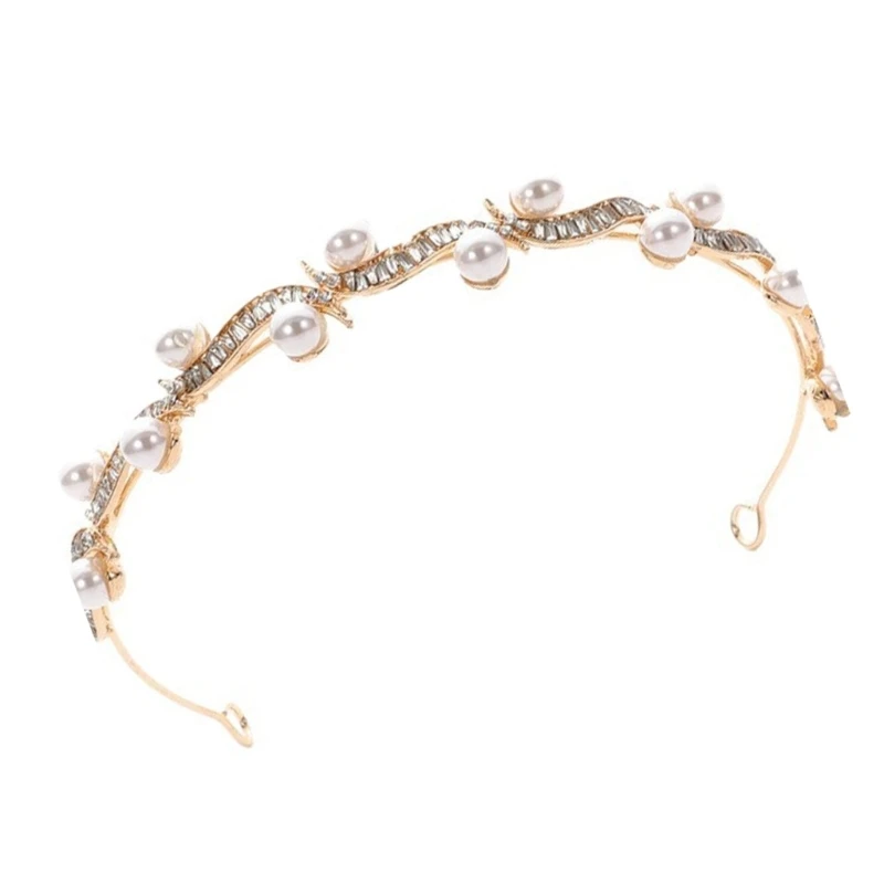 N58F Elegant Crystal Headbands Wedding Crowns Pearls Wedding Crowns for Bride Shower
N58F Elegant Crystal Headbands Wedding Crowns Pearls Wedding Crowns for Bride Shower