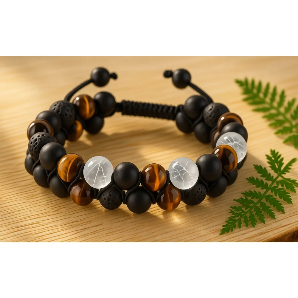 Браслет с тройной защитой из бусин: тигровый глаз, черный оникс, лава-камень, 8 мм, ручная работа, регулируемый, для удачи и процветания
Браслет с тройной защитой из бусин: тигровый глаз, черный оникс, лава-камень, 8 мм, ручная работа, регулируемый, для удачи и процветания