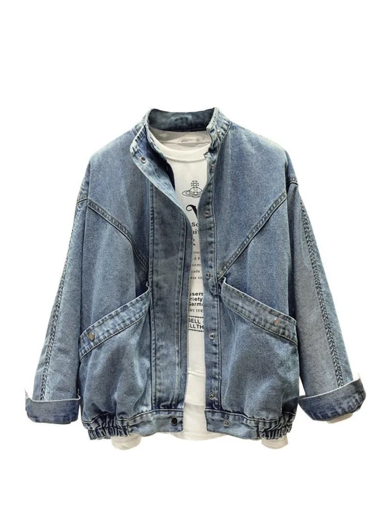 Spring Autumn Denim Jacket Women Mandarin Collar Single Breasted Solid Vintage Jeans Jacket Female Loose Streetwear Jackets
Spring Autumn Denim Jacket Women Mandarin Collar Single Breasted Solid Vintage Jeans Jacket Female Loose Streetwear Jackets