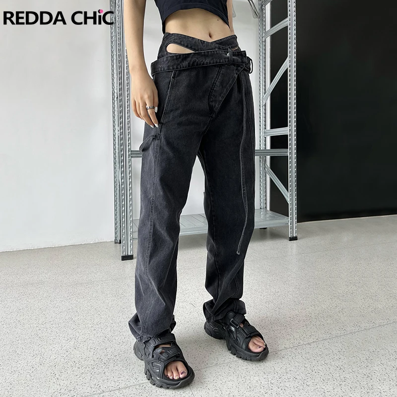 ReddaChic Bandage Black Acubi Fashion Pants Irregular Wrap Waist Straight Baggy Jeans for Women Ladies Trousers Vintage Clothes
ReddaChic Bandage Black Acubi Fashion Pants Irregular Wrap Waist Straight Baggy Jeans for Women Ladies Trousers Vintage Clothes