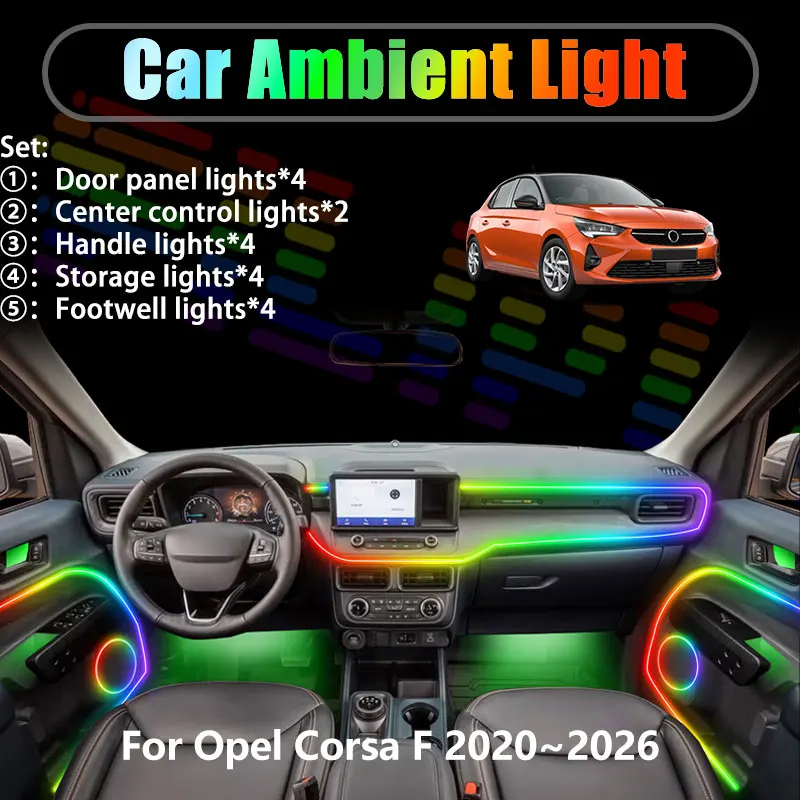 For Opel Corsa F 2020~2026 P2JO Vauxhall 2/18 in 1 Car ambient lighting Led trunk interior led lights USB RGB Ensemble Streamer
For Opel Corsa F 2020~2026 P2JO Vauxhall 2/18 in 1 Car ambient lighting Led trunk interior led lights USB RGB Ensemble Streamer