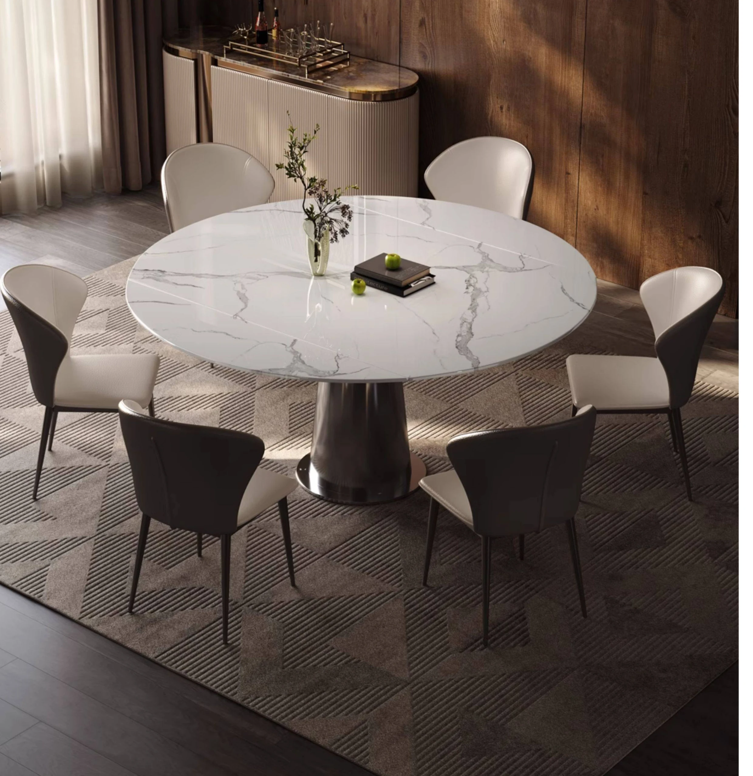 !@Modern Luxury Round Marble Dining Table Set Stainless Steel Base 4 6 8 Seater Sintered Stone Top Crystal Stone Design for Home
!@Modern Luxury Round Marble Dining Table Set Stainless Steel Base 4 6 8 Seater Sintered Stone Top Crystal Stone Design for Home