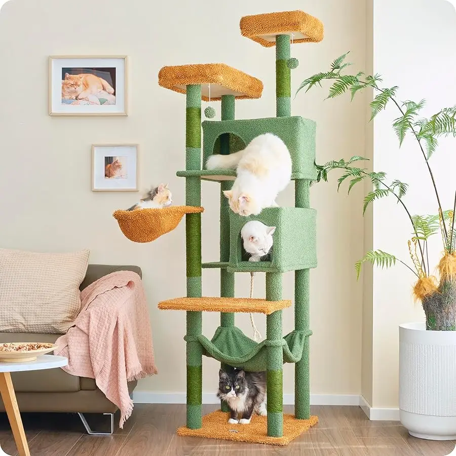 Ouritsu Cat Tree, 73.6 inch Tall Cat Climbing Tower for Large Cat Indoor with 2 Large Condos, 2 Widened Perches, Sisal Covered S
Ouritsu Cat Tree, 73.6 inch Tall Cat Climbing Tower for Large Cat Indoor with 2 Large Condos, 2 Widened Perches, Sisal Covered S