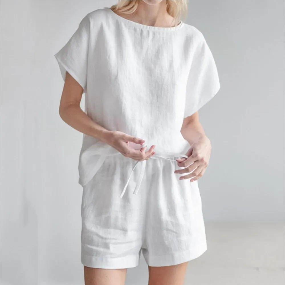 Casual Solid Color Short Sets For Women Summer Fashion Short Sleeve Blouse Top Suits 2025 Home Wear Loose Two Piece Set Femme
Casual Solid Color Short Sets For Women Summer Fashion Short Sleeve Blouse Top Suits 2025 Home Wear Loose Two Piece Set Femme