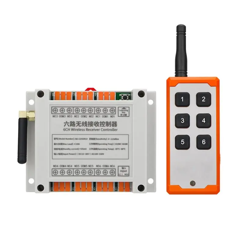 DC 12V-36V 6CH Wireless Remote Control Switch Motor Distribution Box Automation Inching Equipment
DC 12V-36V 6CH Wireless Remote Control Switch Motor Distribution Box Automation Inching Equipment
