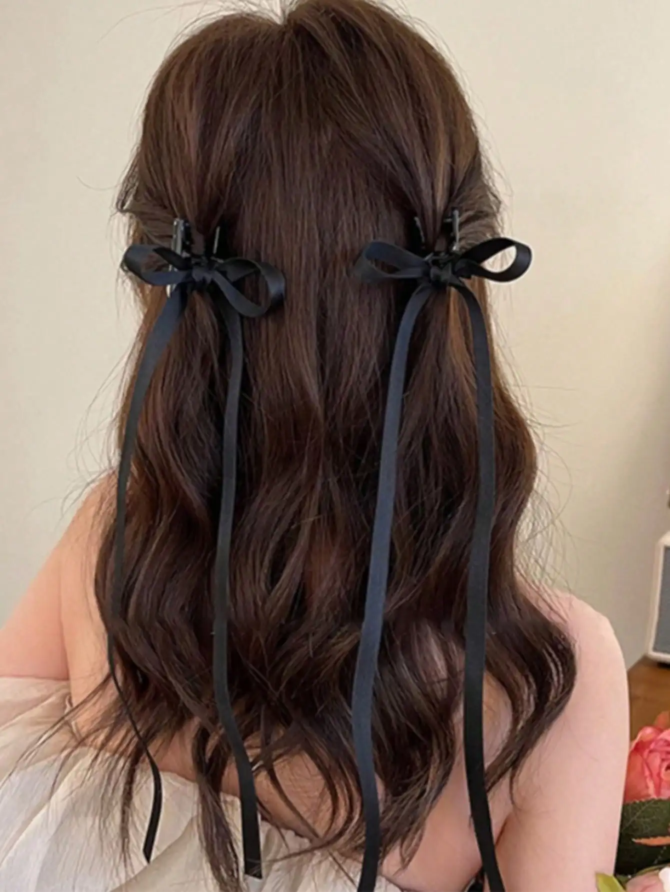 2pcs/Set Women's Black Bow With Ribbons Sweet Ballet Style Fashion Hair Clips, Suitable For Everyday Use Hair Claws Claw Clips
2pcs/Set Women's Black Bow With Ribbons Sweet Ballet Style Fashion Hair Clips, Suitable For Everyday Use Hair Claws Claw Clips